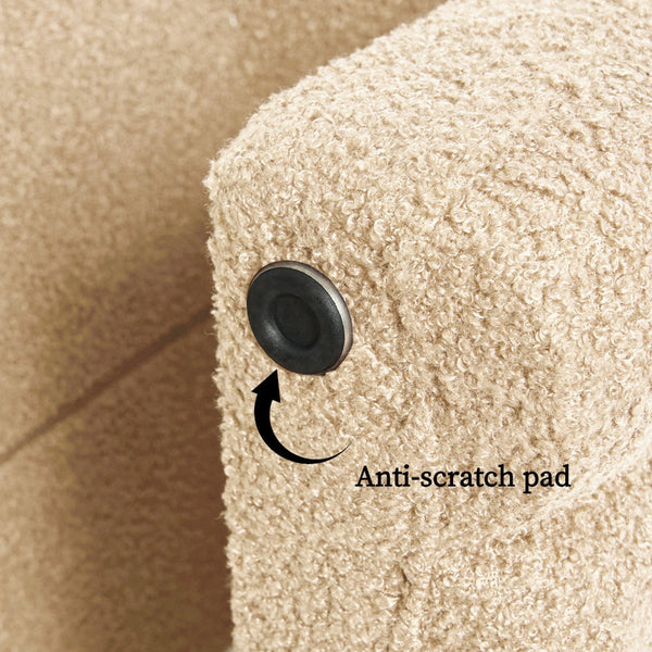 2X Ridge Arch Ottoman Stool Teddy Fleece Fabric Foot Rest 45Cm Beige Ottomans Footstools & Poufs