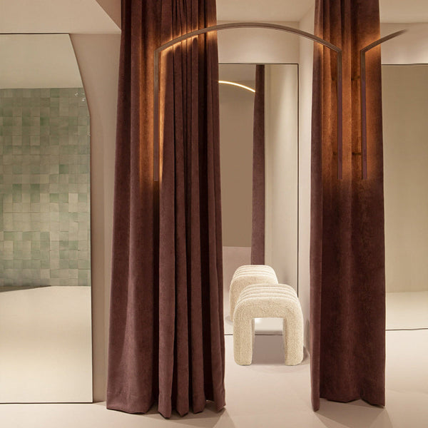 2X Ridge Arch Ottoman Stool Teddy Fleece Fabric Foot Rest 45Cm Beige Ottomans Footstools & Poufs