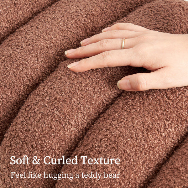 Ridge Arch Stool Teddy Fleece Fabric Foot Rest 45Cm Brown Ottomans Footstools & Poufs