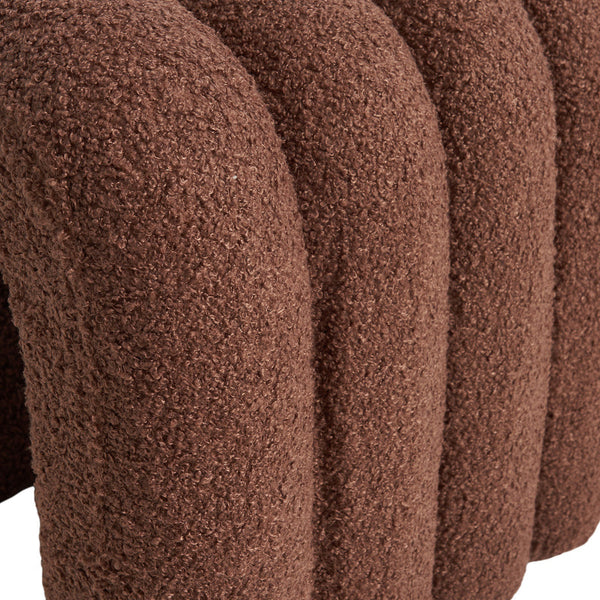 Ridge Arch Stool Teddy Fleece Fabric Foot Rest 45Cm Brown Ottomans Footstools & Poufs