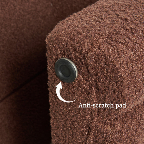Ridge Arch Stool Teddy Fleece Fabric Foot Rest 45Cm Brown Ottomans Footstools & Poufs