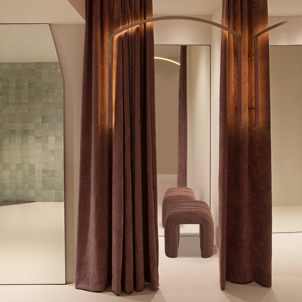 Ridge Arch Stool Teddy Fleece Fabric Foot Rest 45Cm Brown Ottomans Footstools & Poufs