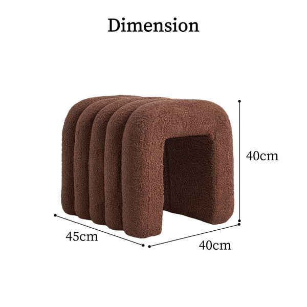 Ridge Arch Stool Teddy Fleece Fabric Foot Rest 45Cm Brown Ottomans Footstools & Poufs