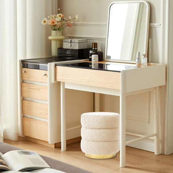 La Bella Round Stacked Ottoman Stool Teddy Fleece Fabric Foot Rest 38Cm Beige Ottomans Footstools & Poufs