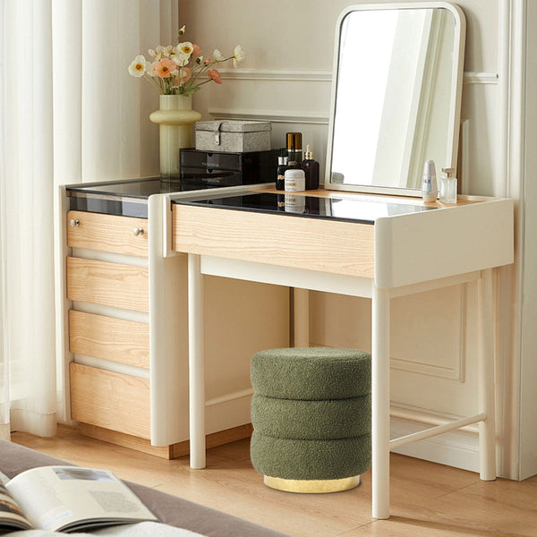 La Bella Round Stacked Ottoman Stool Teddy Fleece Fabric Foot Rest 38Cm Green Ottomans Footstools & Poufs