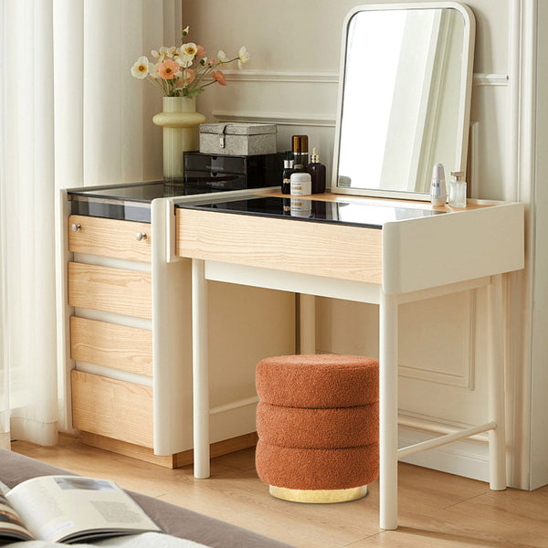 La Bella Round Stacked Ottoman Stool Teddy Fleece Fabric Foot Rest 38Cm Orange Ottomans Footstools & Poufs