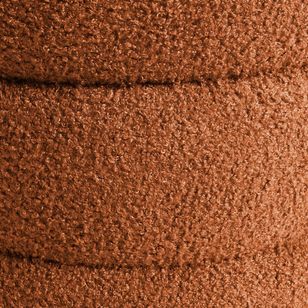 La Bella Round Stacked Ottoman Stool Teddy Fleece Fabric Foot Rest 38Cm Orange Ottomans Footstools & Poufs