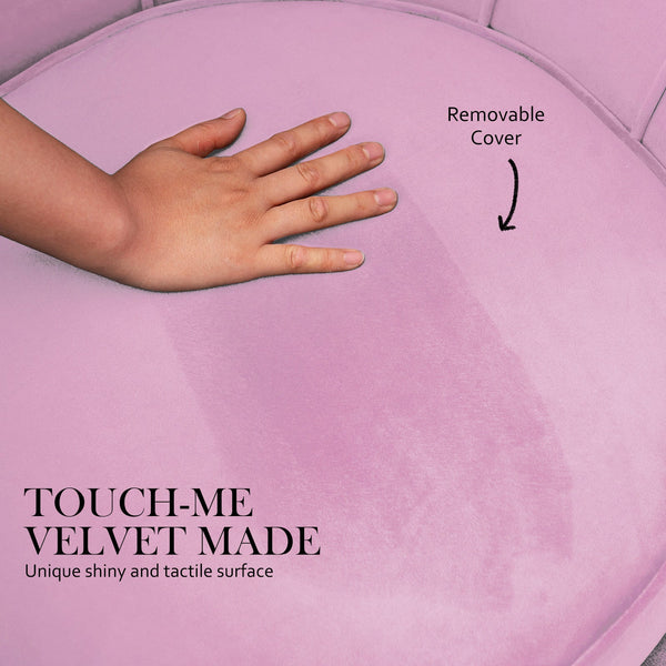 Armchair Padded Lounge Chair Accent Velvet Shell Scallop Pink Loungers