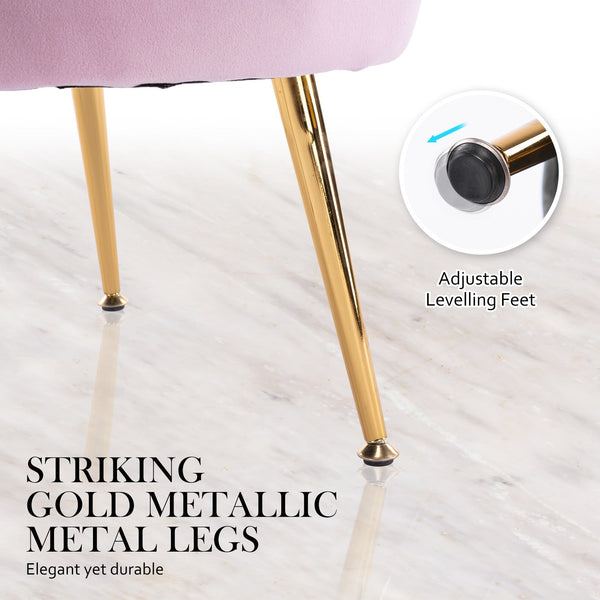 Armchair Padded Lounge Chair Accent Velvet Shell Scallop Pink Loungers