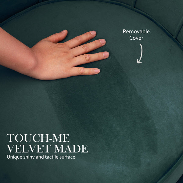 Armchair Lounge Chair Accent Velvet Shell Scallop + Ottoman Footstool Round Green Accent Chairs