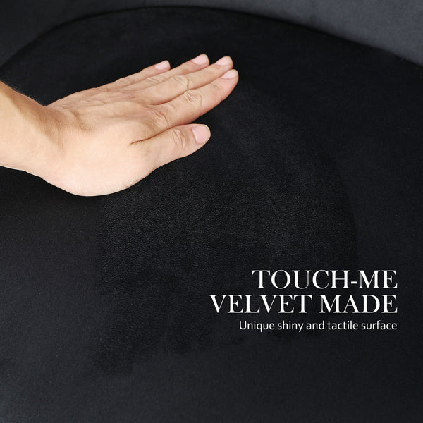 2X French Provincial Dining Chair Ring Studded Velvet Rubberwood Leg Lisse Black Dining Chairs