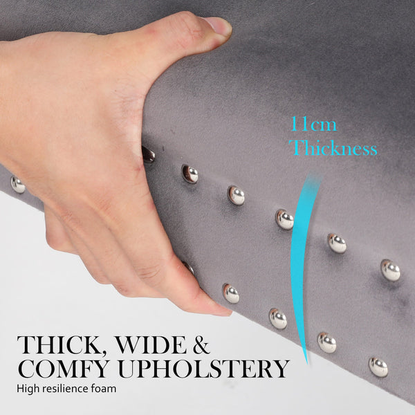 French Provincial Dining Chair Ring Studded Velvet Rubberwood Leg Lisse Grey Dining Chairs