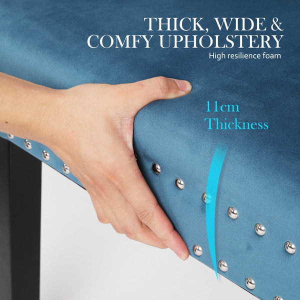 4X French Provincial Dining Chair Ring Studded Velvet Rubberwood Leg Lisse Navy Blue Dining Chairs