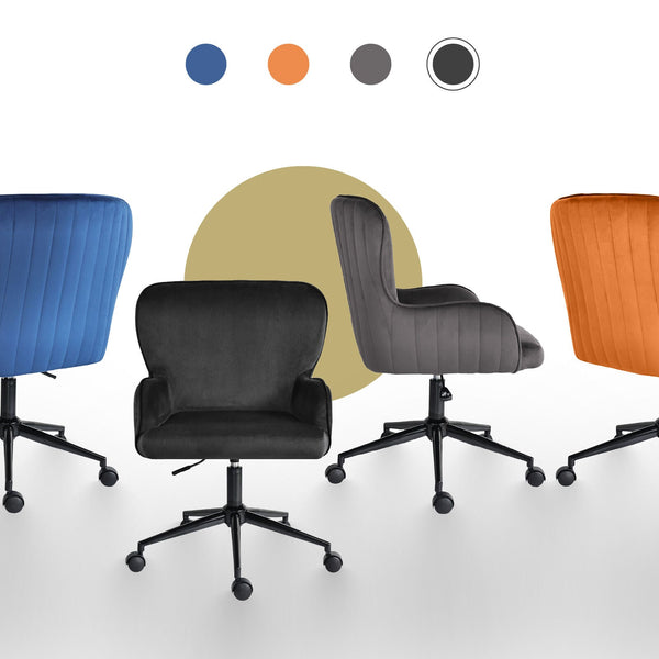 Desk Armchair Home Office Swivel Chair Adjustable Height Seat Plume Black Office Chairs