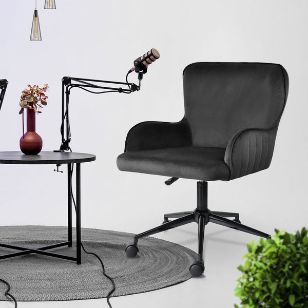 Desk Armchair Home Office Swivel Chair Adjustable Height Seat Plume Black Office Chairs