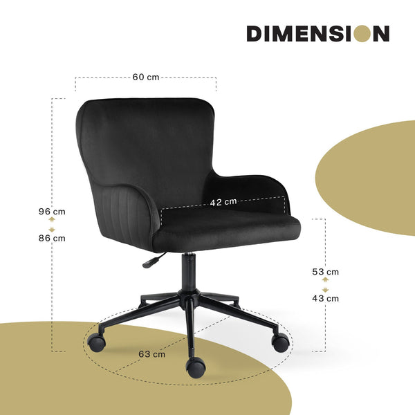 Desk Armchair Home Office Swivel Chair Adjustable Height Seat Plume Black Office Chairs