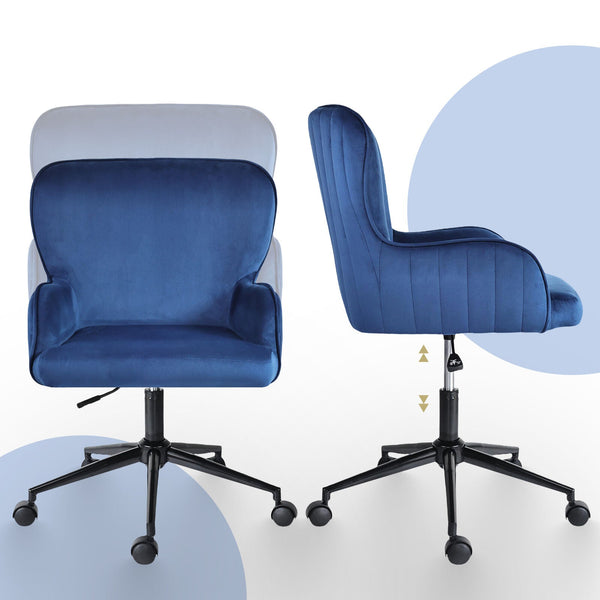 Desk Armchair Home Office Swivel Chair Adjustable Height Seat Plume Blue Office Chairs