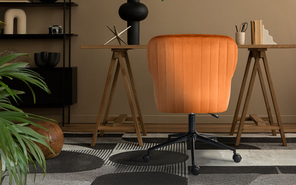 Desk Armchair Home Office Swivel Chair Adjustable Height Seat Plume Orange Office Chairs