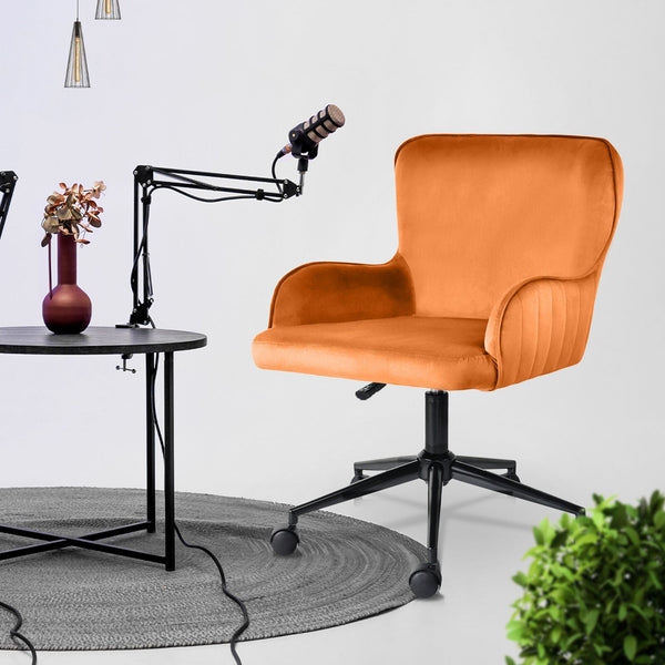 Desk Armchair Home Office Swivel Chair Adjustable Height Seat Plume Orange Office Chairs