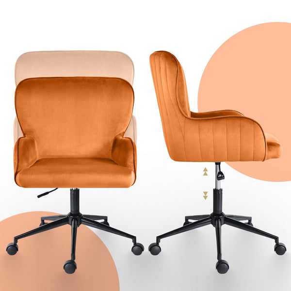 Desk Armchair Home Office Swivel Chair Adjustable Height Seat Plume Orange Office Chairs