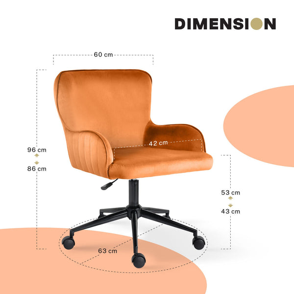Desk Armchair Home Office Swivel Chair Adjustable Height Seat Plume Orange Office Chairs