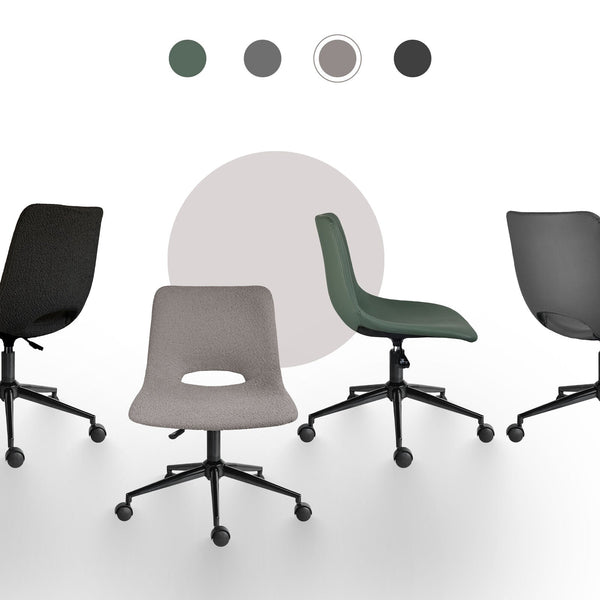 2 Set Office Desk Chair Loop Yarn Fabric Home Swivel Cut Out Seat Halo Grey Office Chairs