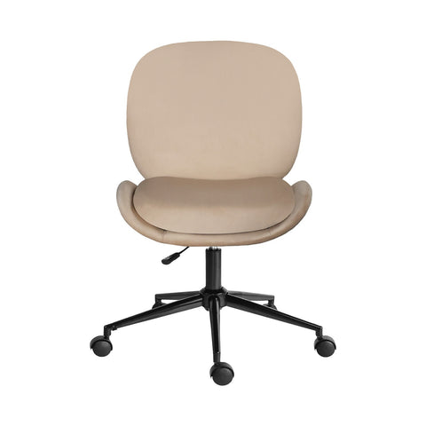Office Desk Chair Velvet Armless Swivel Study Seat Ovoid Pale Khaki Office Chairs