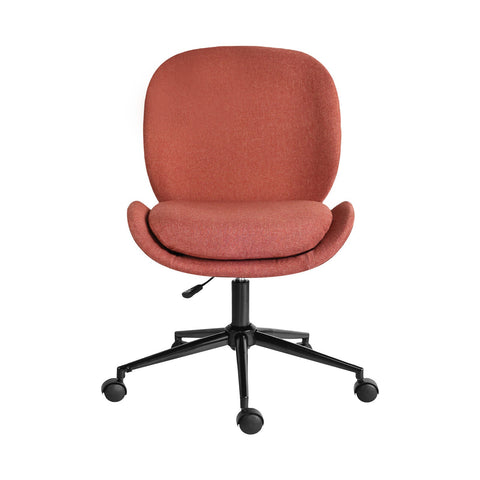 Office Desk Chair Linen Fabric Armless Swivel Study Seat Ovoid Earthy Red Office Chairs