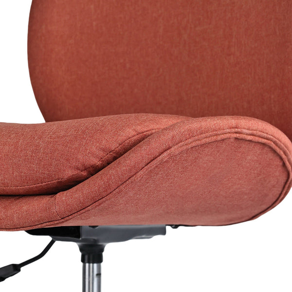 Office Desk Chair Linen Fabric Armless Swivel Study Seat Ovoid Earthy Red Office Chairs