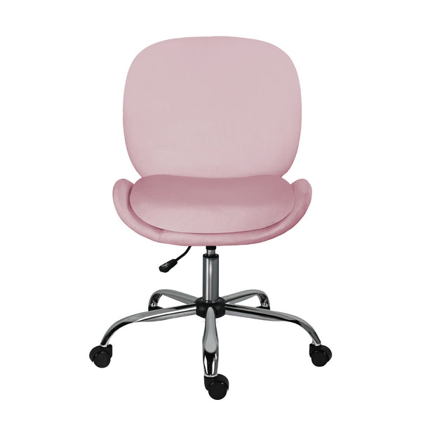 Office Desk Chair Velvet Armless Swivel Study Seat Ovoid Pink Office Chairs