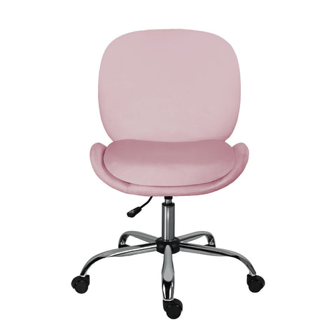 Office Desk Chair Velvet Armless Swivel Study Seat Ovoid Pink Office Chairs