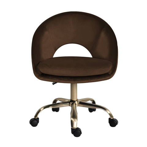 Office Desk Chair Velvet Home Swivel Computer Seat Cove Brown Office Chairs