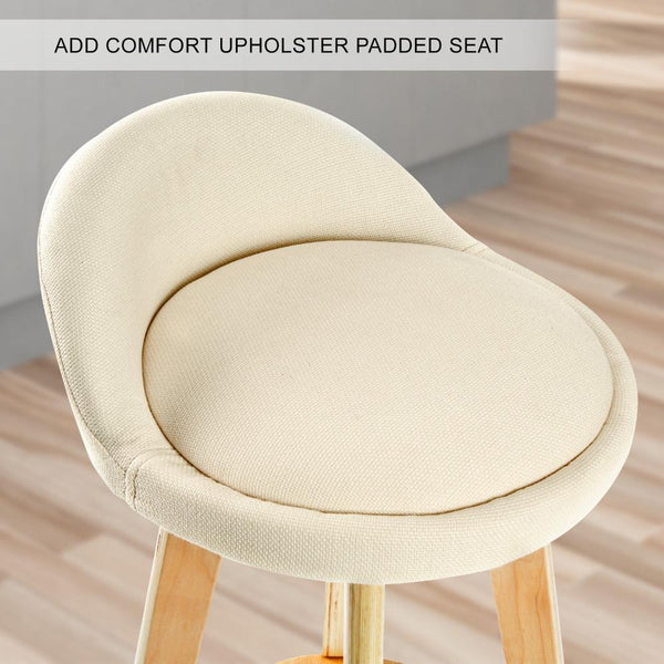 La Bella 4X Bar Stool Dining Chair Fabric Leila 72Cm Beige Benches Bar Stools