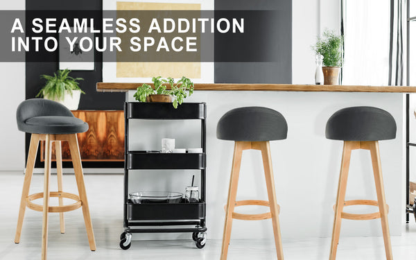 2X Bar Stool Dining Chair Fabric Leila 72Cm Grey Benches Bar Stools