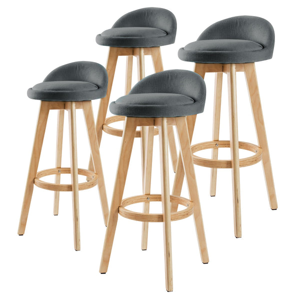 4X Bar Stool Dining Chair Fabric Leila 72Cm Grey Benches Bar Stools