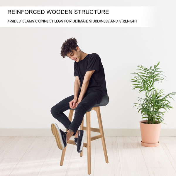 2X Bar Stool Dining Chair Fabric Sophia 74Cm Grey Benches Bar Stools