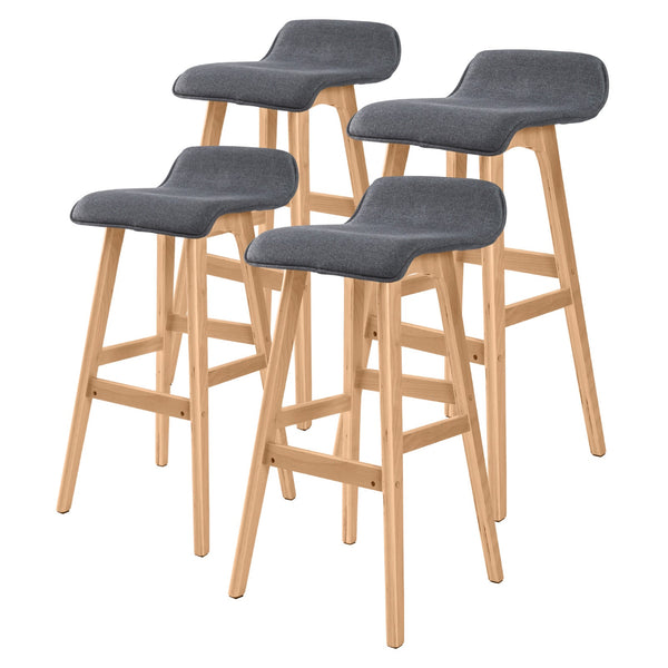 4X Bar Stool Dining Chair Fabric Sophia 74Cm Grey Dining Chairs
