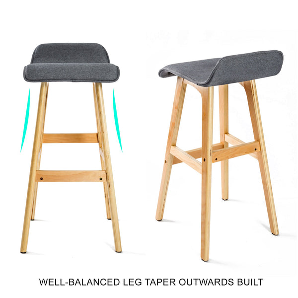 4X Bar Stool Dining Chair Fabric Sophia 74Cm Grey Dining Chairs
