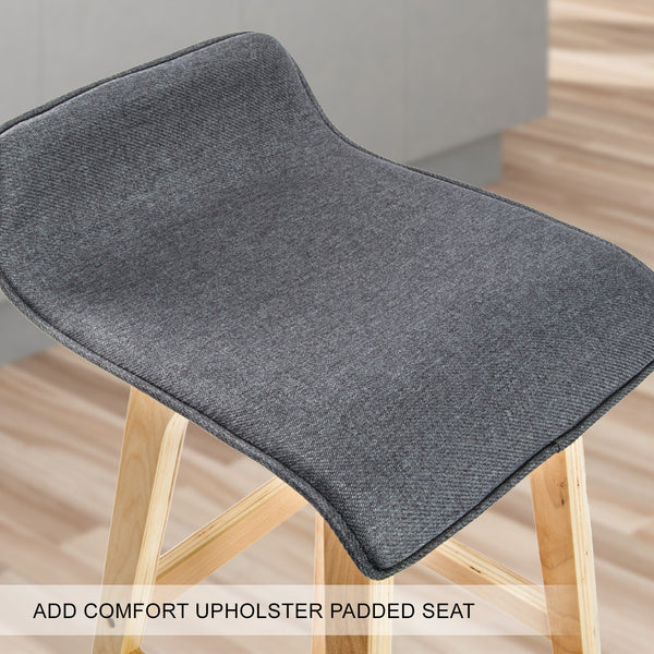 4X Bar Stool Dining Chair Fabric Sophia 74Cm Grey Dining Chairs