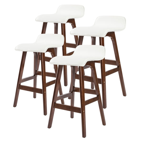 4X Bar Stool Dining Chair Leather Sophia 65Cm White Brown Benches Bar Stools
