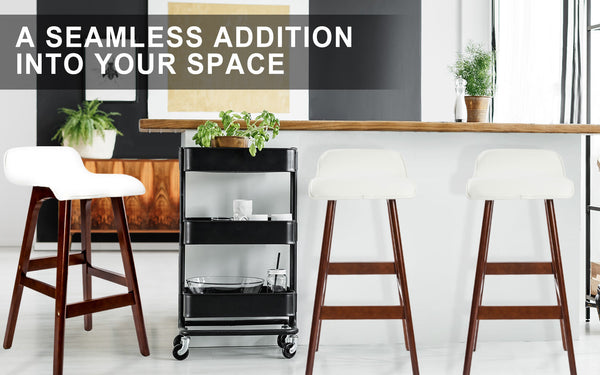 4X Bar Stool Dining Chair Leather Sophia 65Cm White Brown Benches Bar Stools