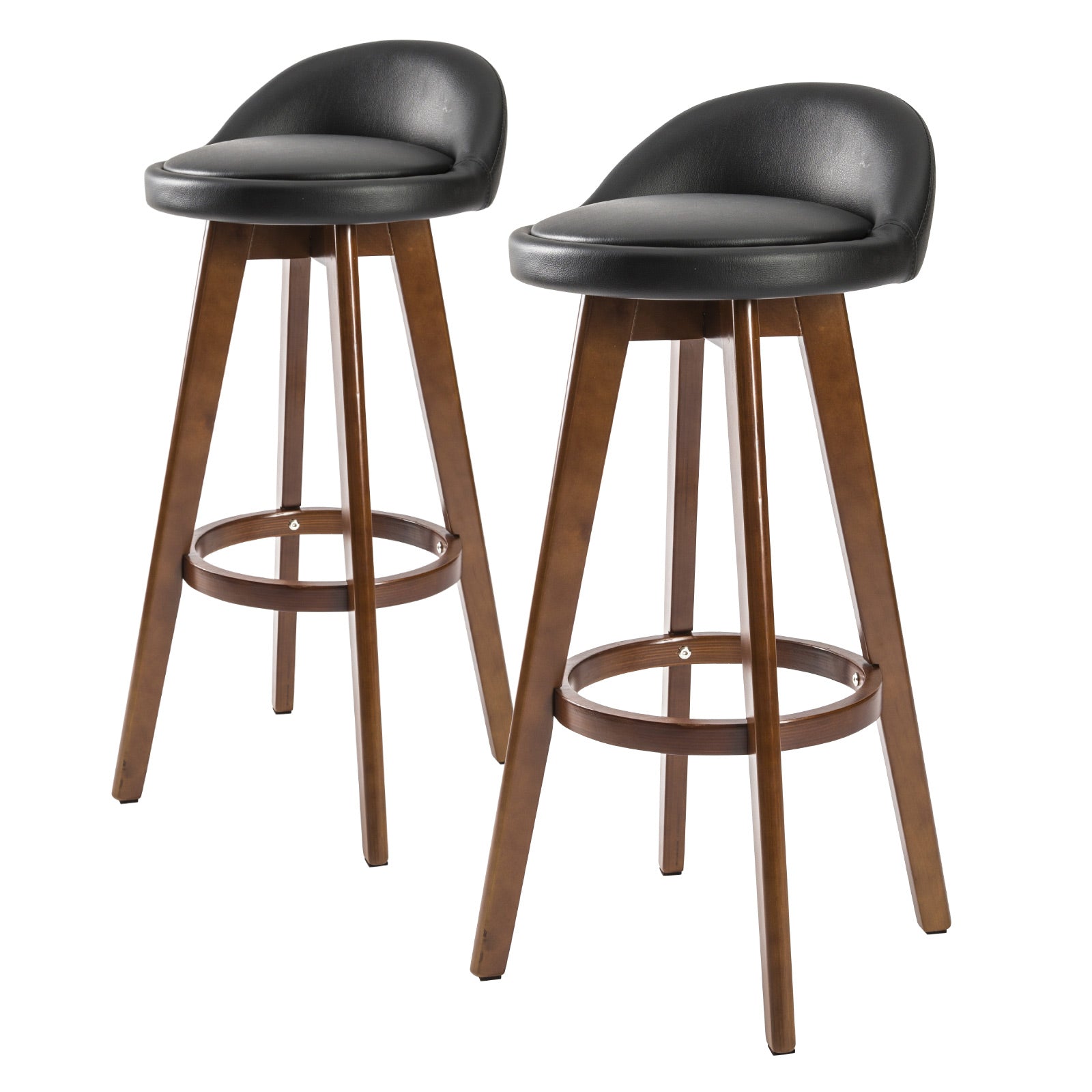 2X Bar Stool Dining Chair Leather Leila 72Cm Black Brown Benches Bar Stools
