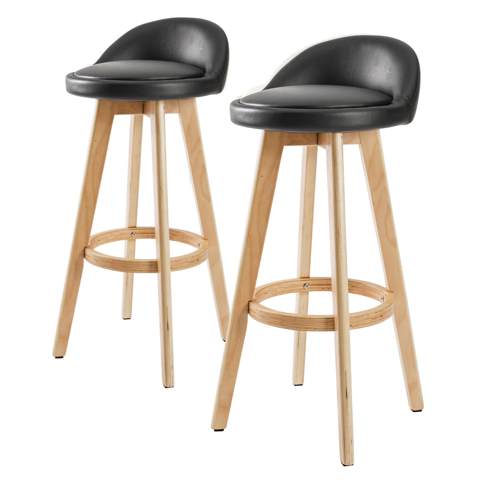2X Bar Stool Dining Chair Leather Leila 72Cm Black Benches Bar Stools