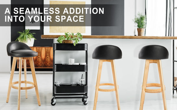 4X Bar Stool Dining Chair Leather Leila 72Cm Black Benches Bar Stools