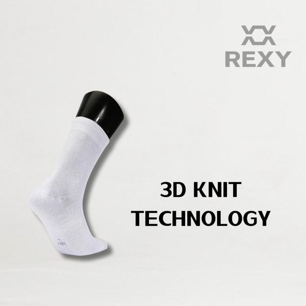 Rexy 10X 3D Seamless Crew Large Slim Breathable White Socks