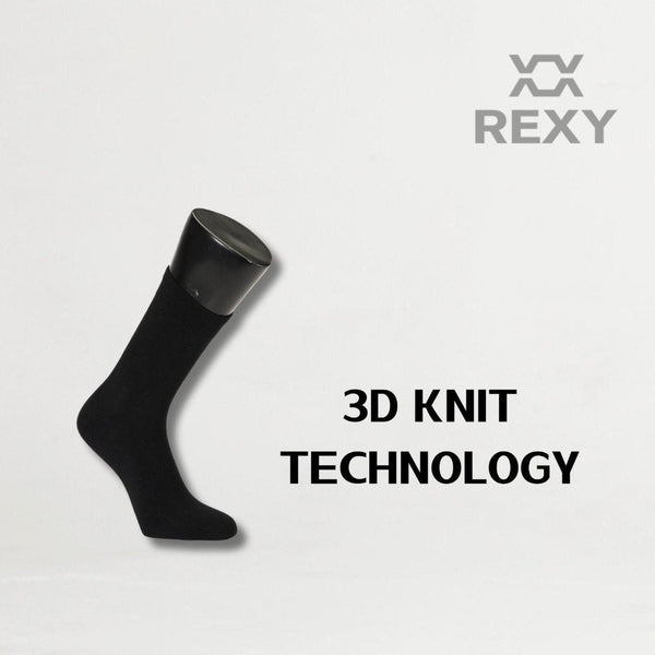 Rexy 15X 3D Seamless Crew Medium Slim Breathable Black Socks