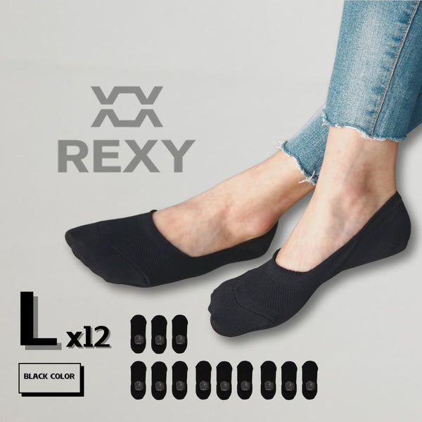 Rexy 12X Cushion No Show Ankle Large Non Slip Breathable Black Socks