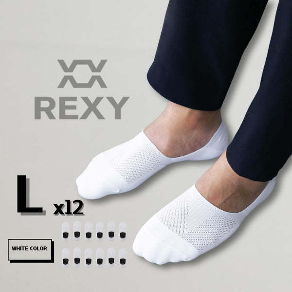 Rexy 12X Cushion No Show Ankle Large Non Slip Breathable White Socks