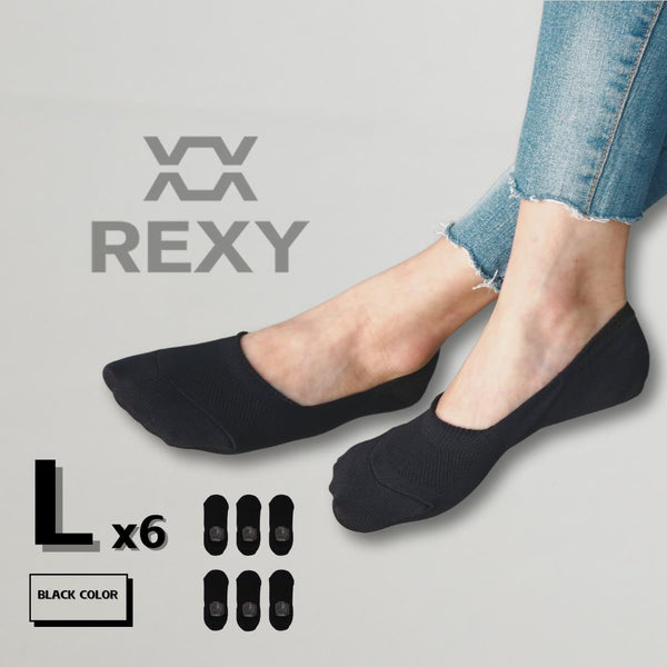 Rexy 6X Cushion No Show Ankle Large Non Slip Breathable Black Socks