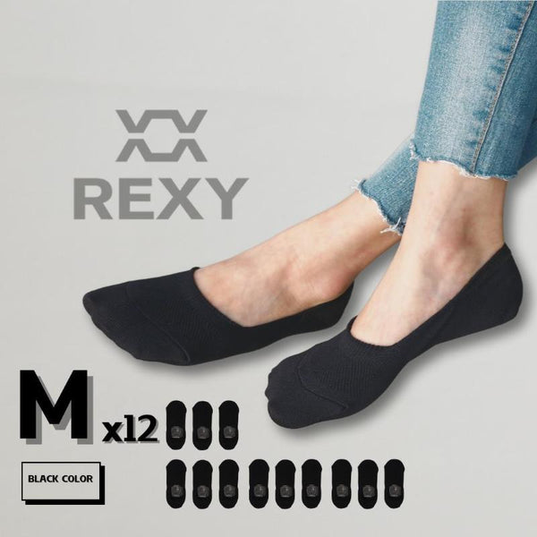 Rexy 12X Cushion No Show Ankle Medium Non Slip Breathable Black Socks